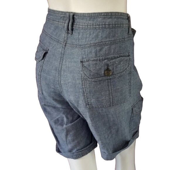 Merona High Waisted Cargo Shorts Sz 12 Womens Rolled Legs and Pockets - Picture 2 of 5